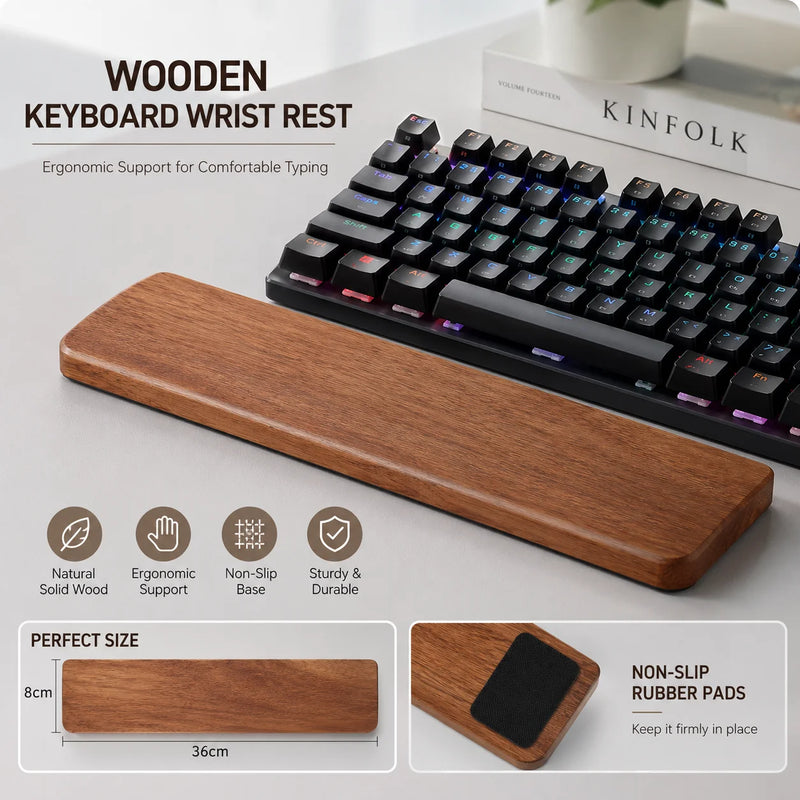 Solid wood keyboard wrist rest