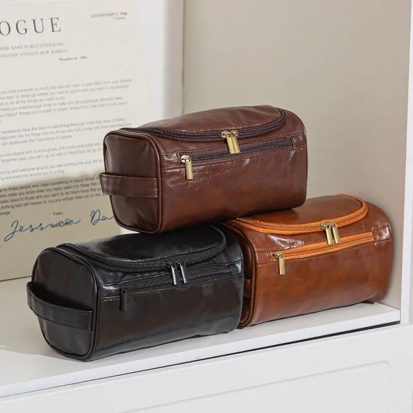 Leather-look toiletry bag