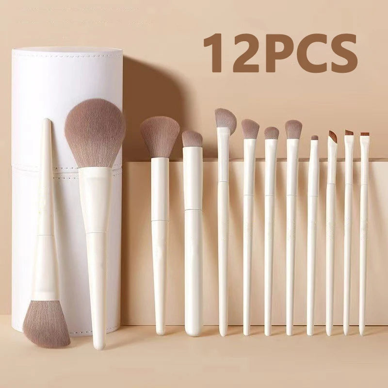 Twelve piece makeup brush set