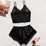 Women Lace Pajama Set Sexy Satin Sleepwear 2Pcs Lingerie Cami Top and Shorts Nightwear Summer Home Clothes Gift for Her