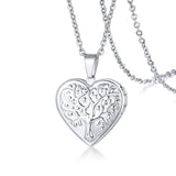 Delicate Floral Oval Heart Locket Pendant Necklaces for Women,Stainless Steel Photo Frame Promise Love Keepsake Gift