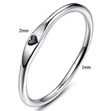 925 Ring Sterling Silver Simple Carve Heart Wedding Band Stackable Promise Ring Valentine's Day Gift For Her Size 6-10