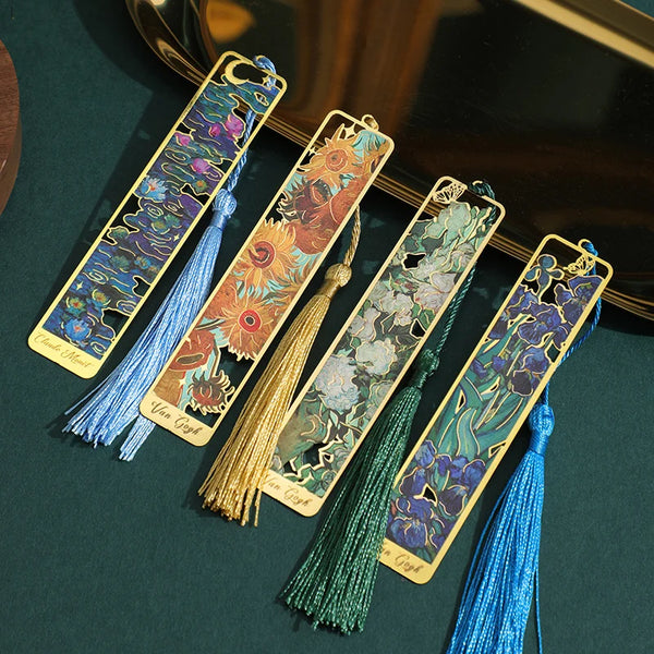 Painted metal bookmark with tassel