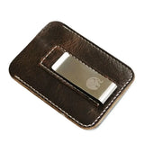 Leather money clip card holder – Coffee