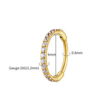 Titanium huggie hoop earring with cubic zirconia – Gold / 6mm