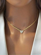 Sterling silver sparkle heart pendant necklace