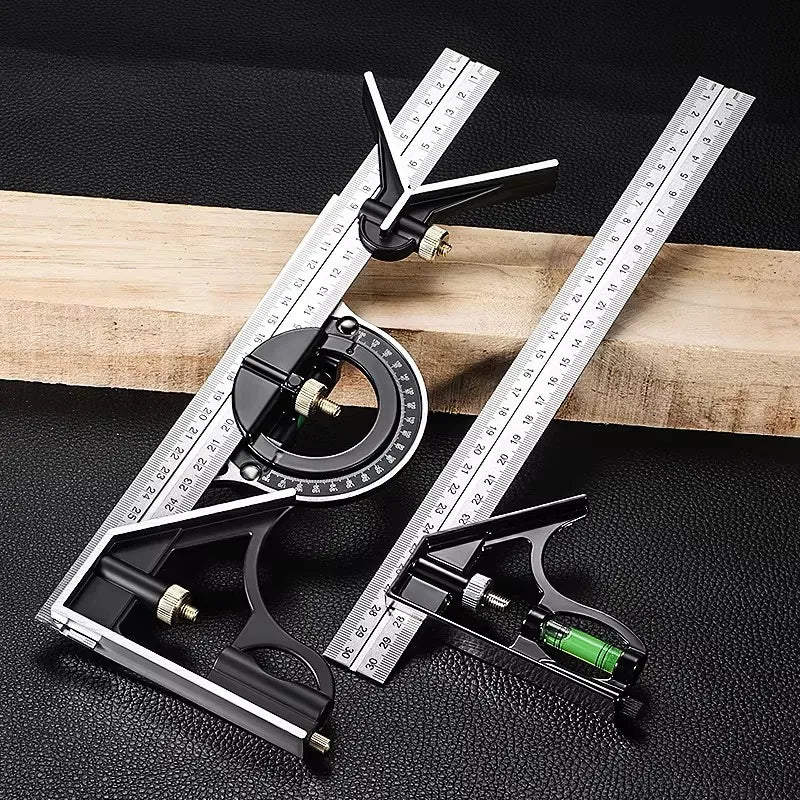 Combination square with spirit level