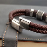 Braided men's bracelet with stainless steel clasp