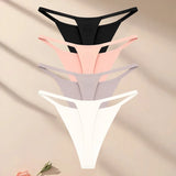 Seamless thong four pack – Black, Blush & White / XS