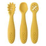 Silicone baby first spoons set of three – Mustard