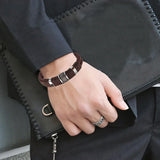 Braided men's bracelet with stainless steel clasp