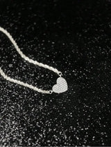 Sterling silver sparkle heart pendant necklace