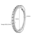Titanium huggie hoop earring with cubic zirconia – Silver / 12mm