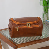 Leather-look toiletry bag – Tan Brown