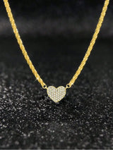 Sterling silver sparkle heart pendant necklace