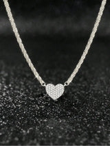 Sterling silver sparkle heart pendant necklace