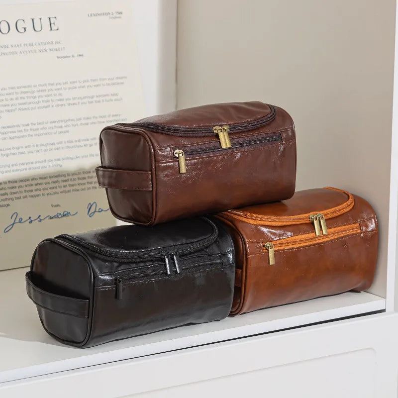 Leather-look toiletry bag