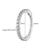 Titanium huggie hoop earring with cubic zirconia – Silver / 10mm