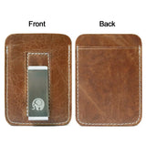 Leather money clip card holder