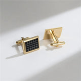Classic cufflinks – Gold & Black Grid Square