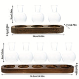Glass bulb propagation station on a wooden stand