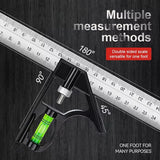Combination square with spirit level