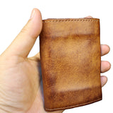 Brown genuine leather compact wallet
