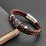 Braided men's bracelet with stainless steel clasp
