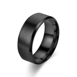 Brushed steel 8mm band ring – black