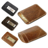 Leather money clip card holder