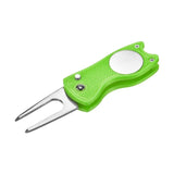 Folding golf divot tool with ball marker – Green
