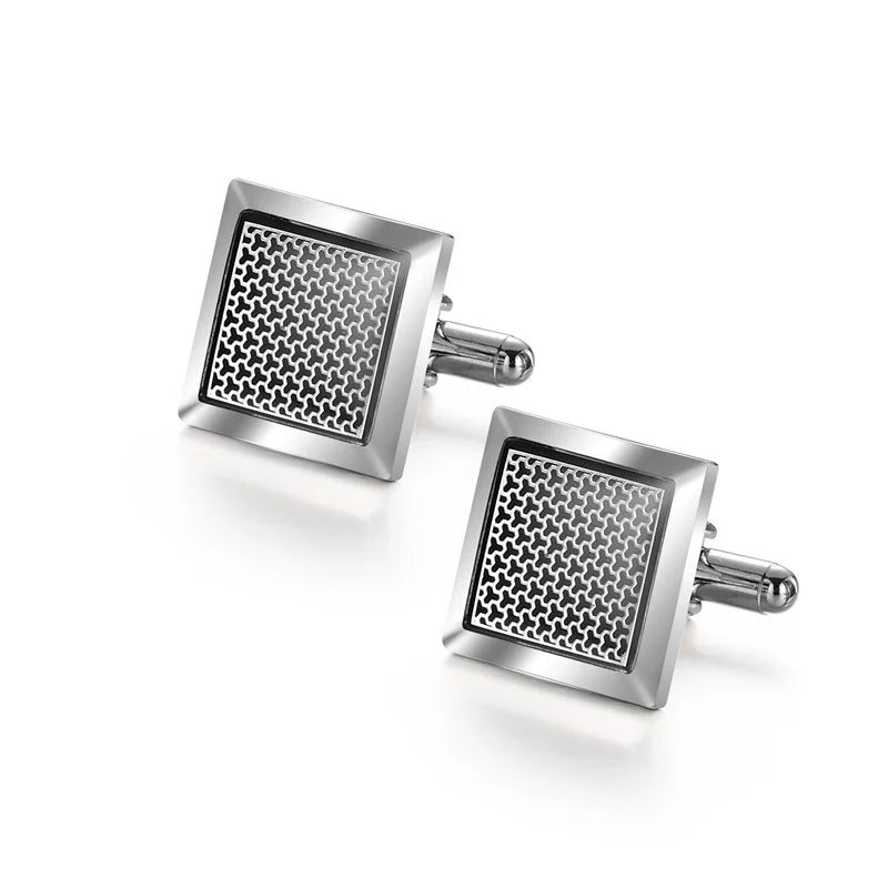 Classic cufflinks – Silver Grid Square