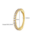 Titanium huggie hoop earring with cubic zirconia – Gold / 8mm