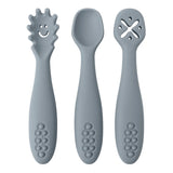 Silicone baby first spoons set of three – Pebble Grey