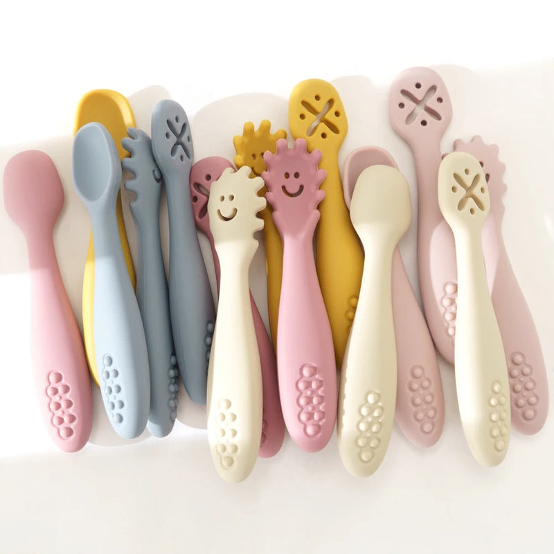 Silicone baby first spoons set of three