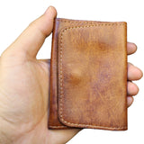 Brown genuine leather compact wallet