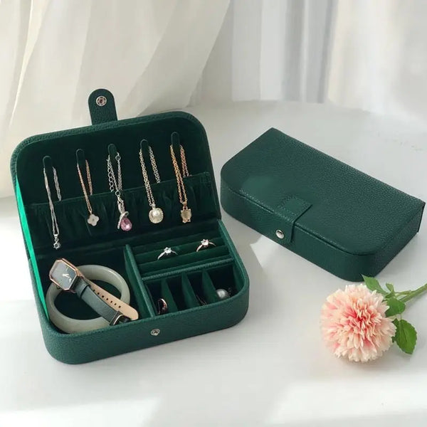 Faux leather travel jewellery case with a lined interior