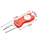 Folding golf divot tool with ball marker – Red