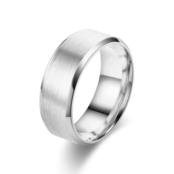 Brushed steel 8mm band ring – silver