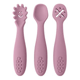 Silicone baby first spoons set of three – Dusty Rose