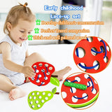Wooden fruit lacing threading toy