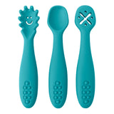 Silicone baby first spoons set of three – Teal