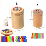 Wooden Montessori colour sorting cup with rainbow sticks
