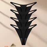 Seamless thong four pack – All Black / XS