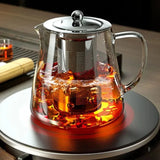 Glass teapot with stainless steel infuser