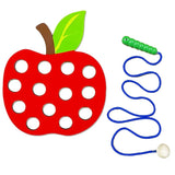 Wooden fruit lacing threading toy – Apple