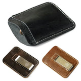 Leather money clip card holder