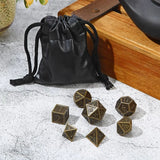 Metal polyhedral dice set in antique bronze