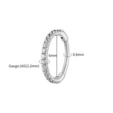 Titanium huggie hoop earring with cubic zirconia – Silver / 6mm