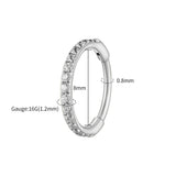 Titanium huggie hoop earring with cubic zirconia – Silver / 8mm